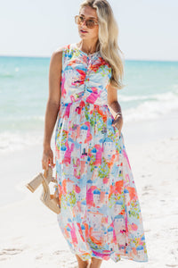All Together Now Pink Toile Midi Dress