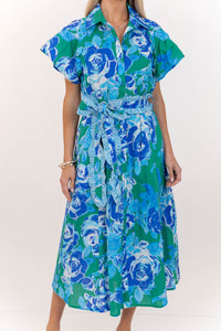 All In A Dream Blue Large Floral Midi Dress