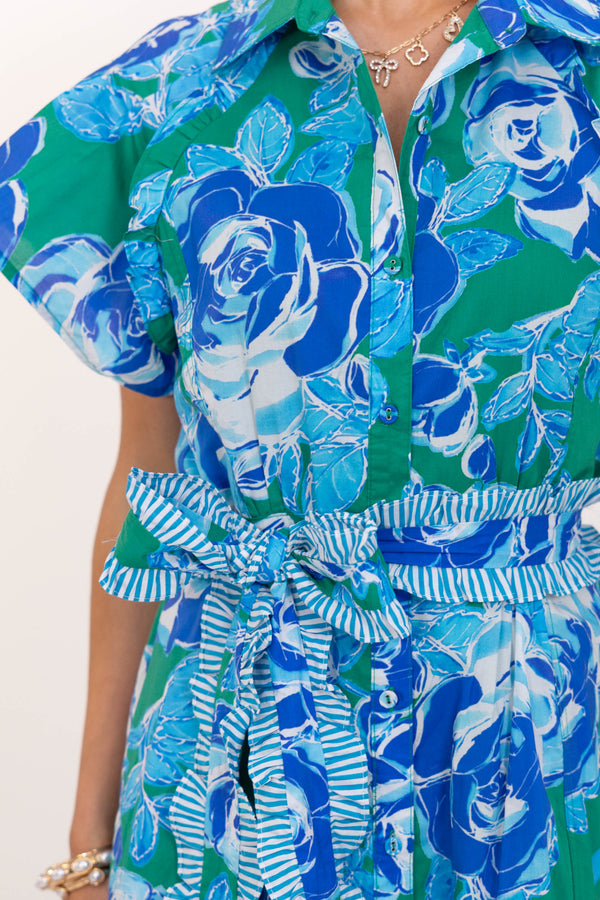 All In A Dream Blue Large Floral Midi Dress
