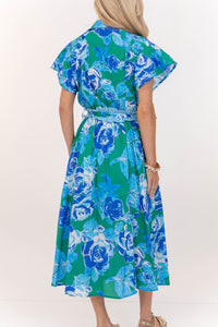 All In A Dream Blue Large Floral Midi Dress
