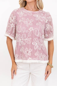 Good Things Ahead Pink Crochet Blouse