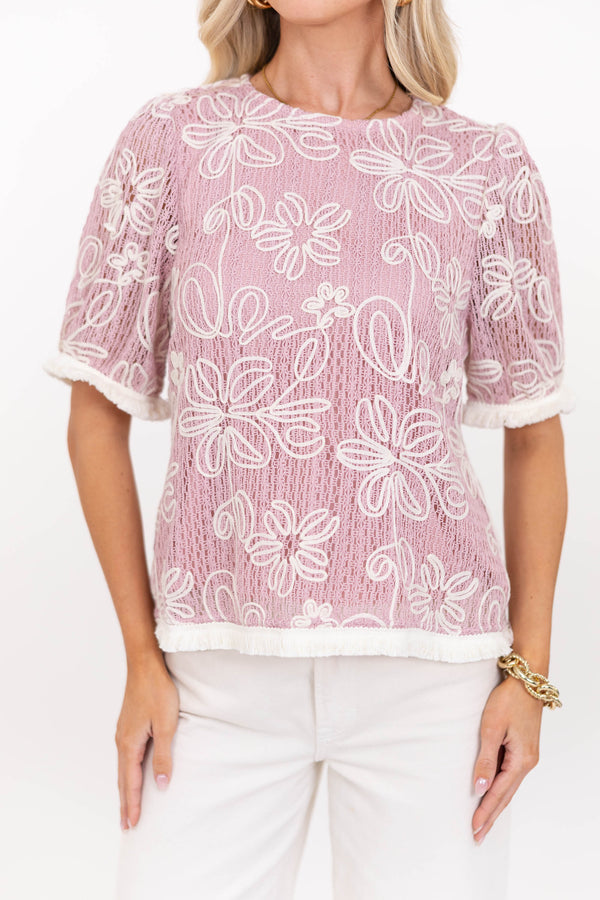 Good Things Ahead Pink Crochet Blouse