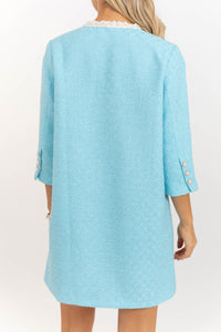 Speak Up Light Blue Tweed Dress