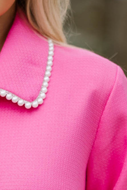 The Kindness Pink Embellished Button Down Dress