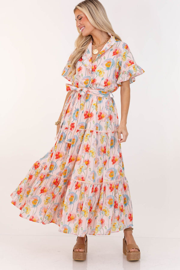 The Victorious Pink Floral Maxi Dress