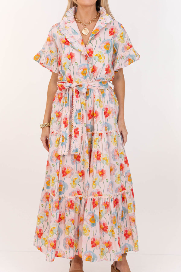 The Victorious Pink Floral Maxi Dress