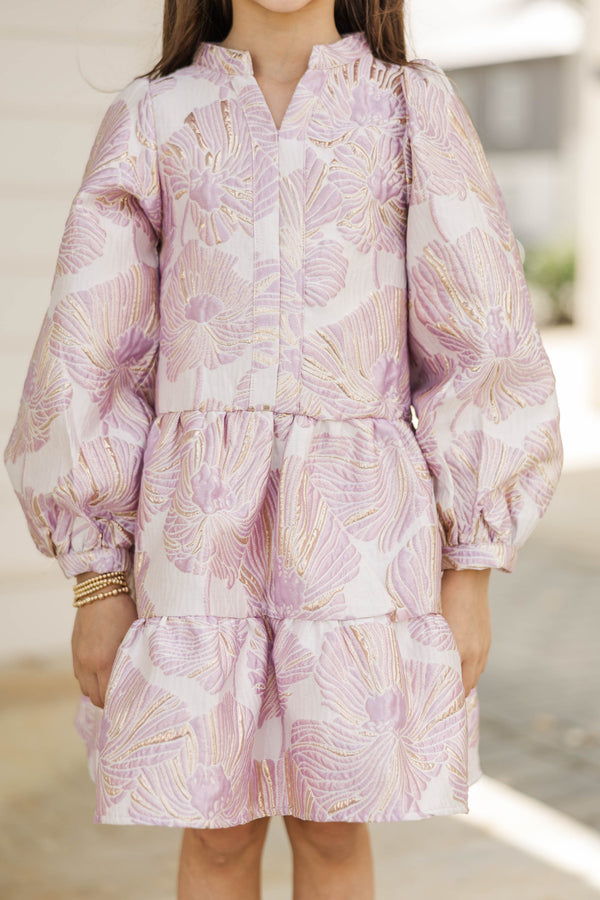 Girls: Always On My Mind Mauve Floral Babydoll Dress