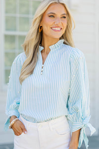 That's So Darling Mint Striped Pearl Blouse