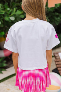Girls: Fan Favorite Fun Pink Cheer Sequin Top