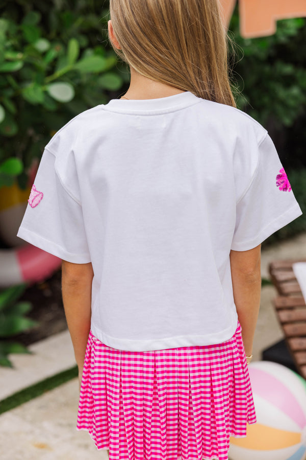 Girls: Fan Favorite Fun Pink Cheer Sequin Top