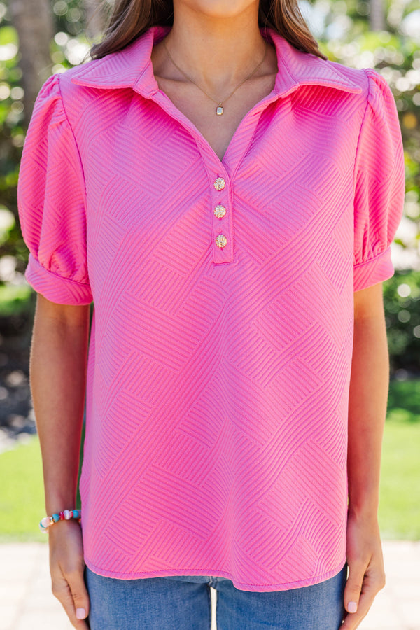 Worth Your While Pink Textured Blouse