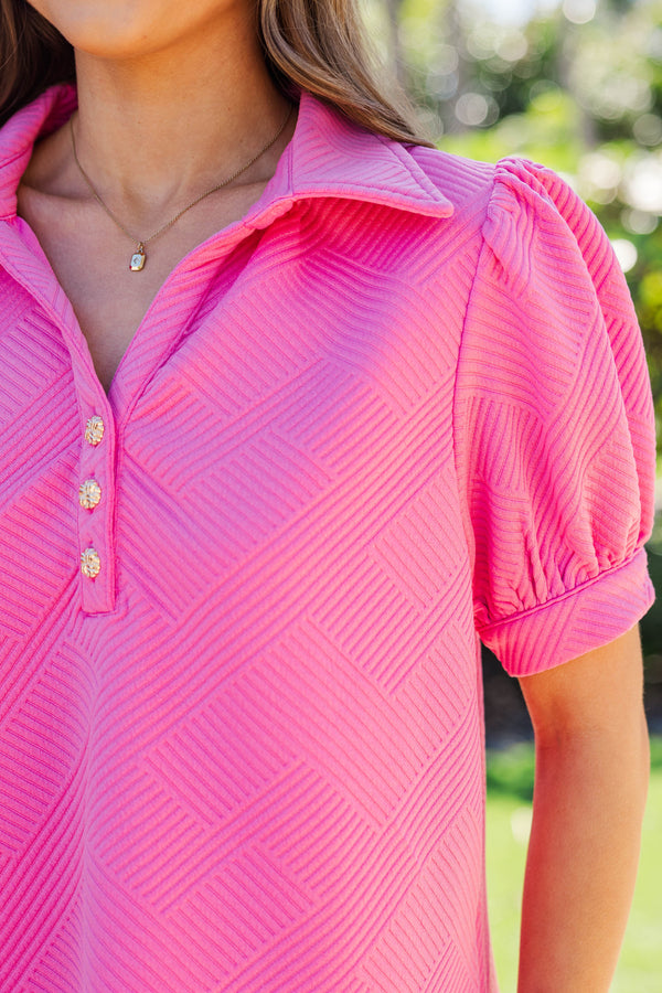 Worth Your While Pink Textured Blouse