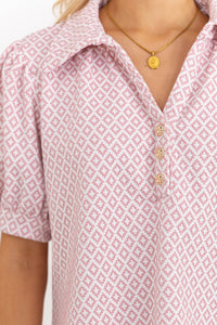 Worth Your While Pink Patterned Textured Blouse