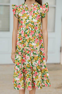 Girls: Make It Your Own Yellow Ditsy Floral Midi Dress