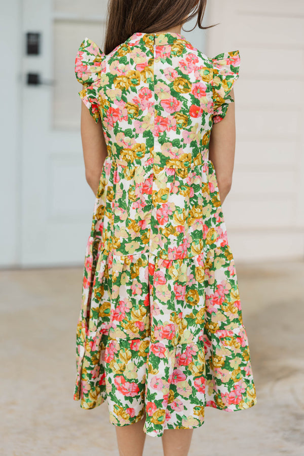 Girls: Make It Your Own Yellow Ditsy Floral Midi Dress