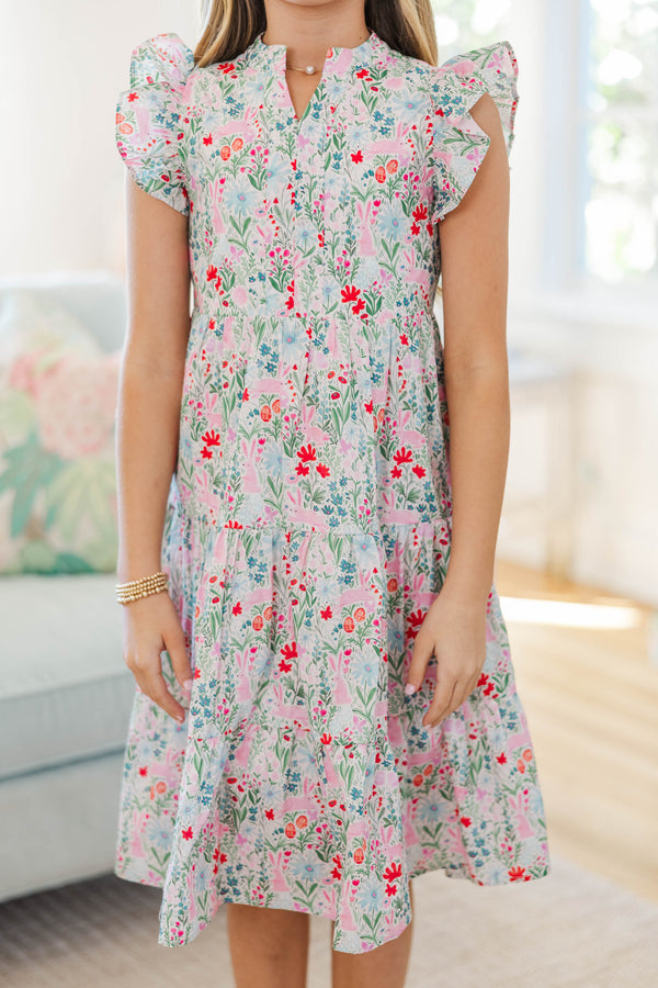Girls: Make It Your Own Pink Toile Midi Dress