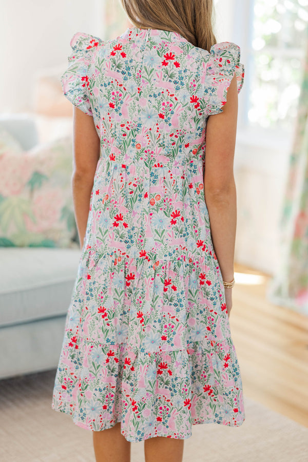 Girls: Make It Your Own Pink Toile Midi Dress