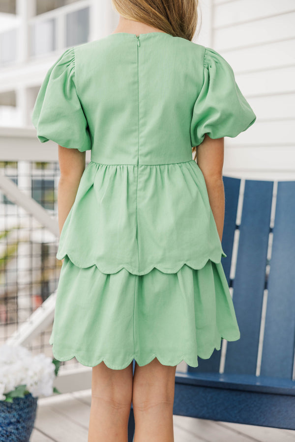 Girls: The Raighlyn Mint Scallop Dress
