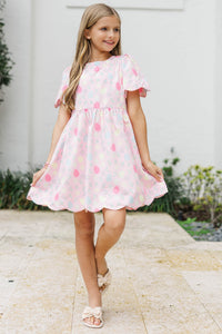 Girls: Time Goes By Pink Novelty Scalloped Dress