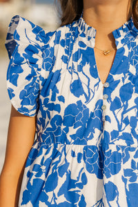Girls: Real Love Blue Large Floral Dress