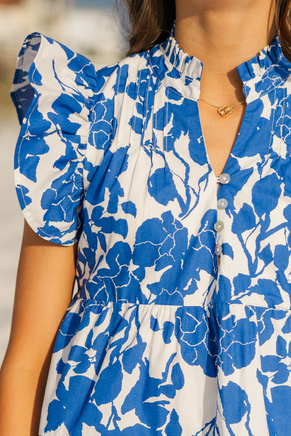 Girls: Real Love Blue Large Floral Dress