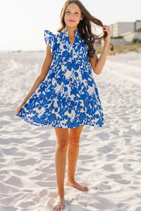 Girls: Real Love Blue Large Floral Dress