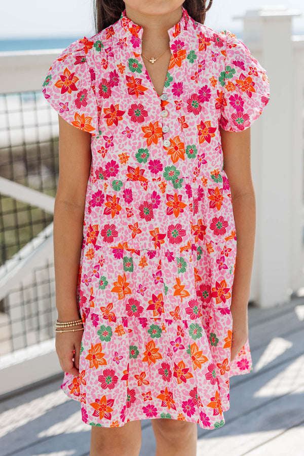 Girls: Real Love Pink Floral Dress