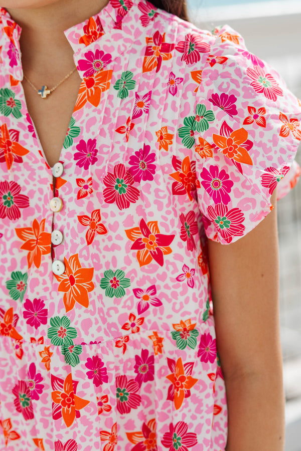 Girls: Real Love Pink Floral Dress