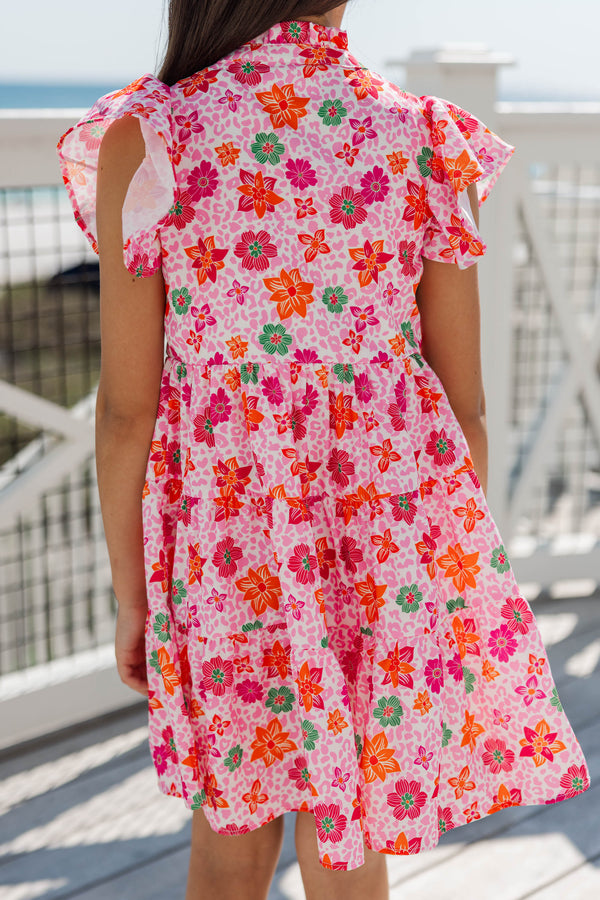 Girls: Real Love Pink Floral Dress