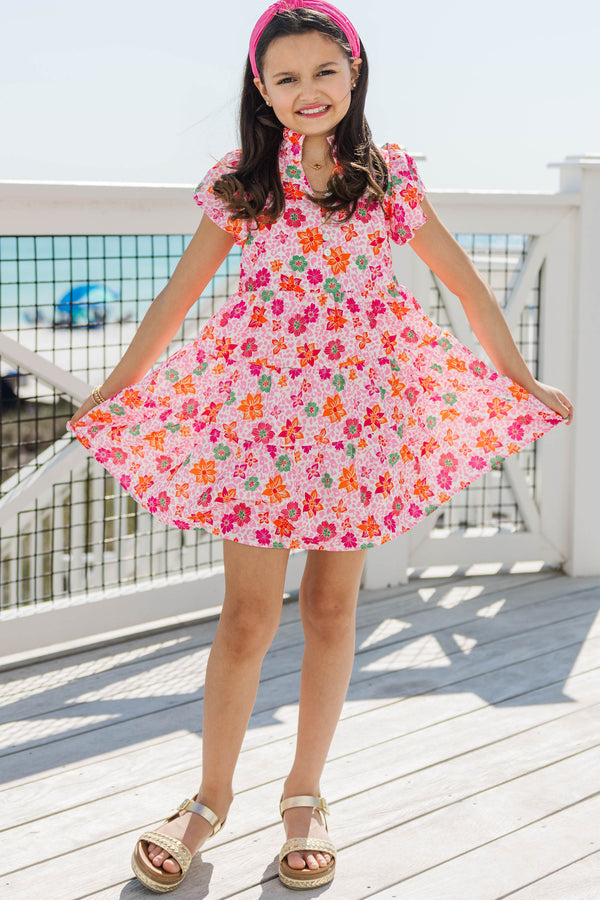 Girls: Real Love Pink Floral Dress