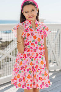 Girls: Real Love Pink Floral Dress