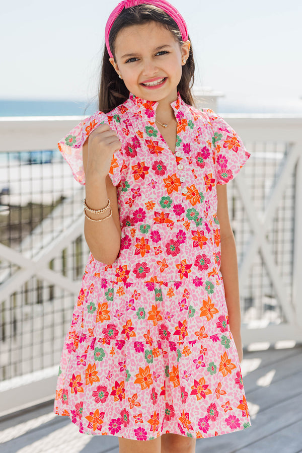 Girls: Real Love Pink Floral Dress