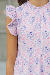 Girls: Speak Your Mind Purple Watercolor Midi Dress