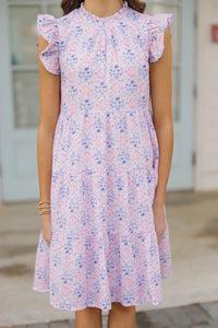 Girls: Speak Your Mind Purple Watercolor Midi Dress