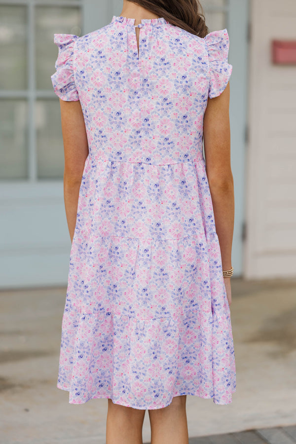 Girls: Speak Your Mind Purple Watercolor Midi Dress