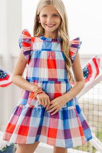 Girls: Sweet Nature Red Checkered Babydoll Dress