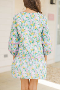 Girls: The Kristy Light Blue Floral Drop Waist Dress