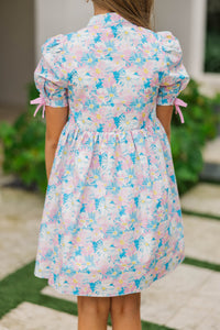 Girls: The Audrey Pink/Blue Floral Dress