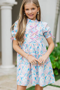 Girls: The Audrey Pink/Blue Floral Dress