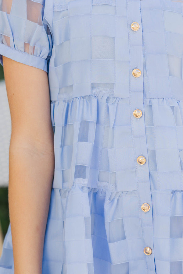 Girls: So Worth It Blue Organza Button Down Dress