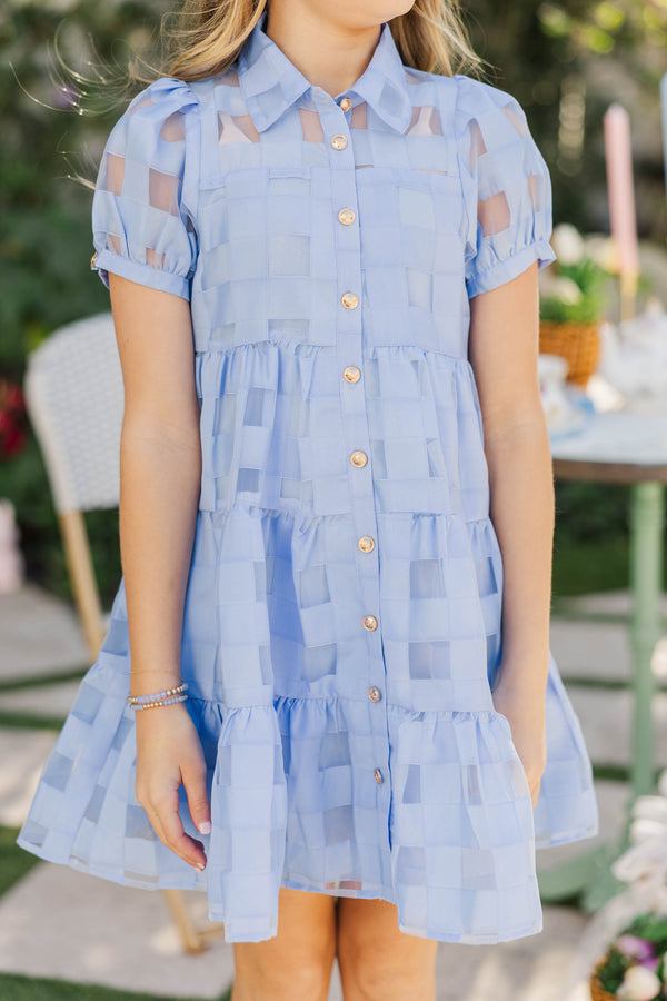Girls: So Worth It Blue Organza Button Down Dress