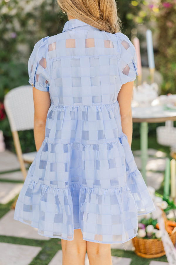 Girls: So Worth It Blue Organza Button Down Dress