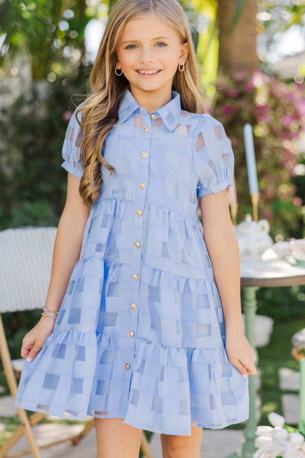 Girls: So Worth It Blue Organza Button Down Dress