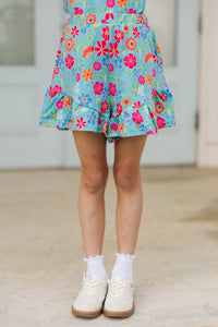 Girls: Feeling Fun Light Blue Floral Pima Cotton Set