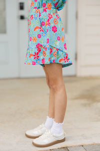 Girls: Feeling Fun Light Blue Floral Pima Cotton Set