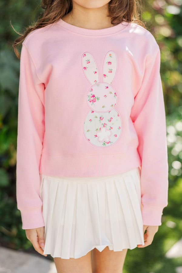 Girls: Little Blessings Blush Patchwork Easter Bunny Sweatshirt