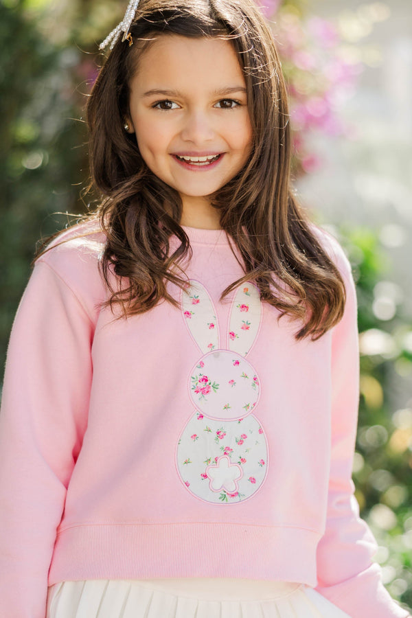 Girls: Little Blessings Blush Patchwork Easter Bunny Sweatshirt