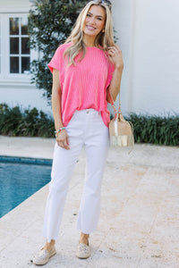 Catching On Coral Ribbed Top