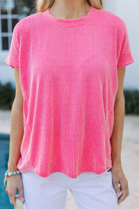 Catching On Coral Ribbed Top