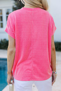 Catching On Coral Ribbed Top